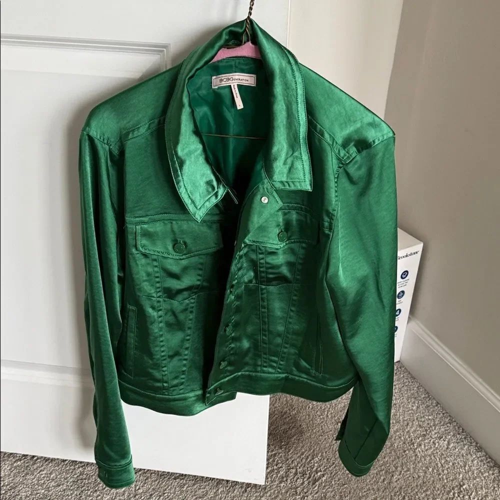 BCBGMaxAzria Emerald Satin Jacket